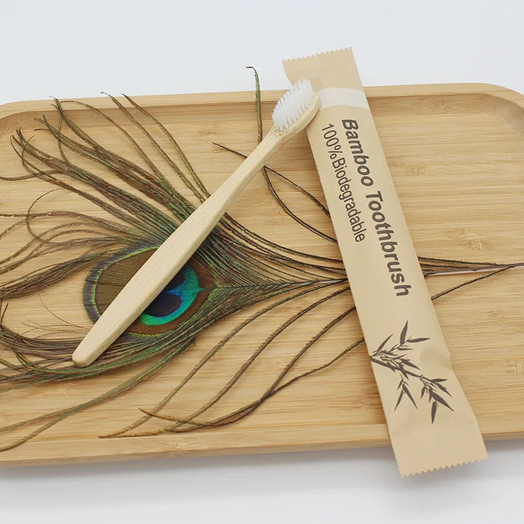 Brosses à dents en bambou 100 pièces brosse à dents réutilisable écologique adulte brosse à dents souple en bois écologique végétalien