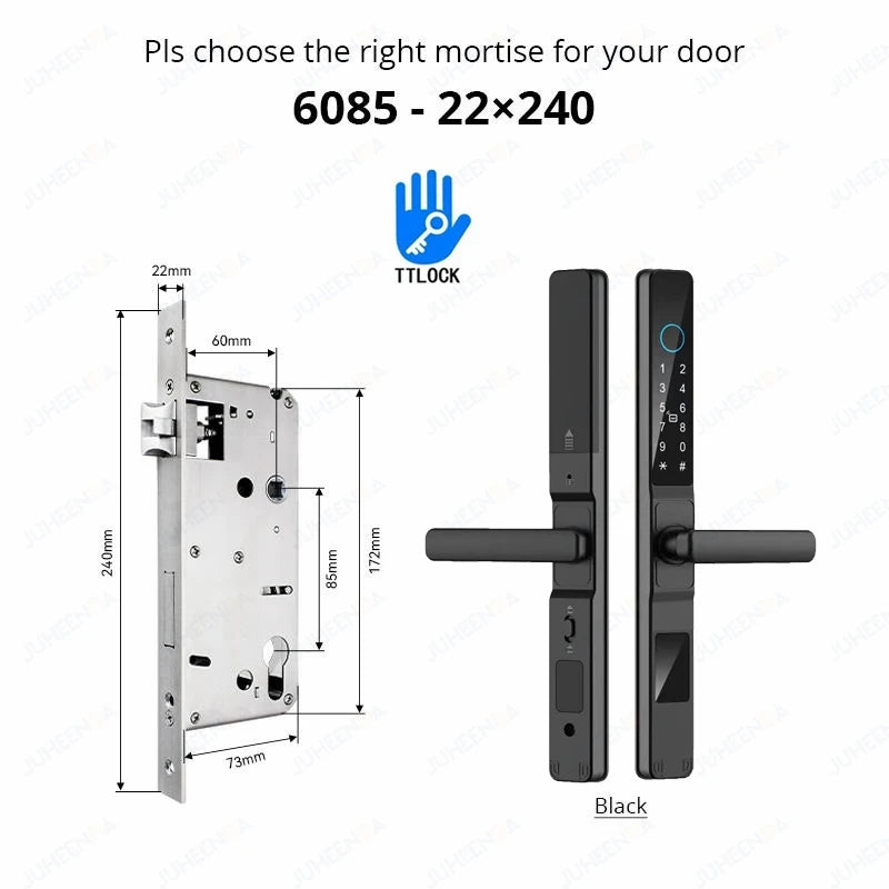 Serrure intelligente pour porte coulissante étanche, application TTLock Alexa, Code numérique par empreinte digitale, carte RFID, Anti-serrure électronique en verre d'aluminium