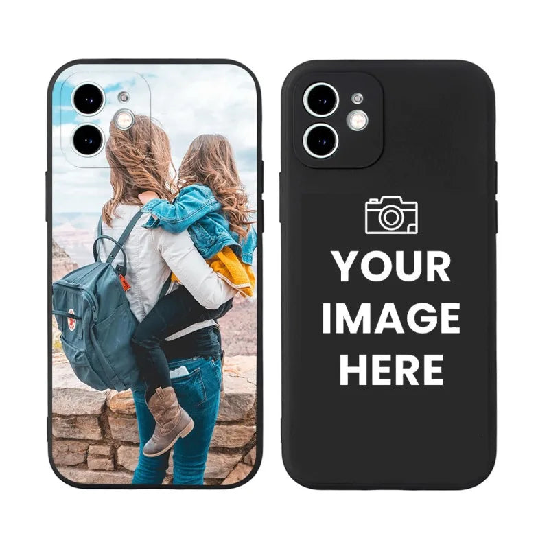 Étui de téléphone avec images personnalisées pour iPhone, coque souple en Silicone noir avec Photo personnalisée pour anniversaire 17 16