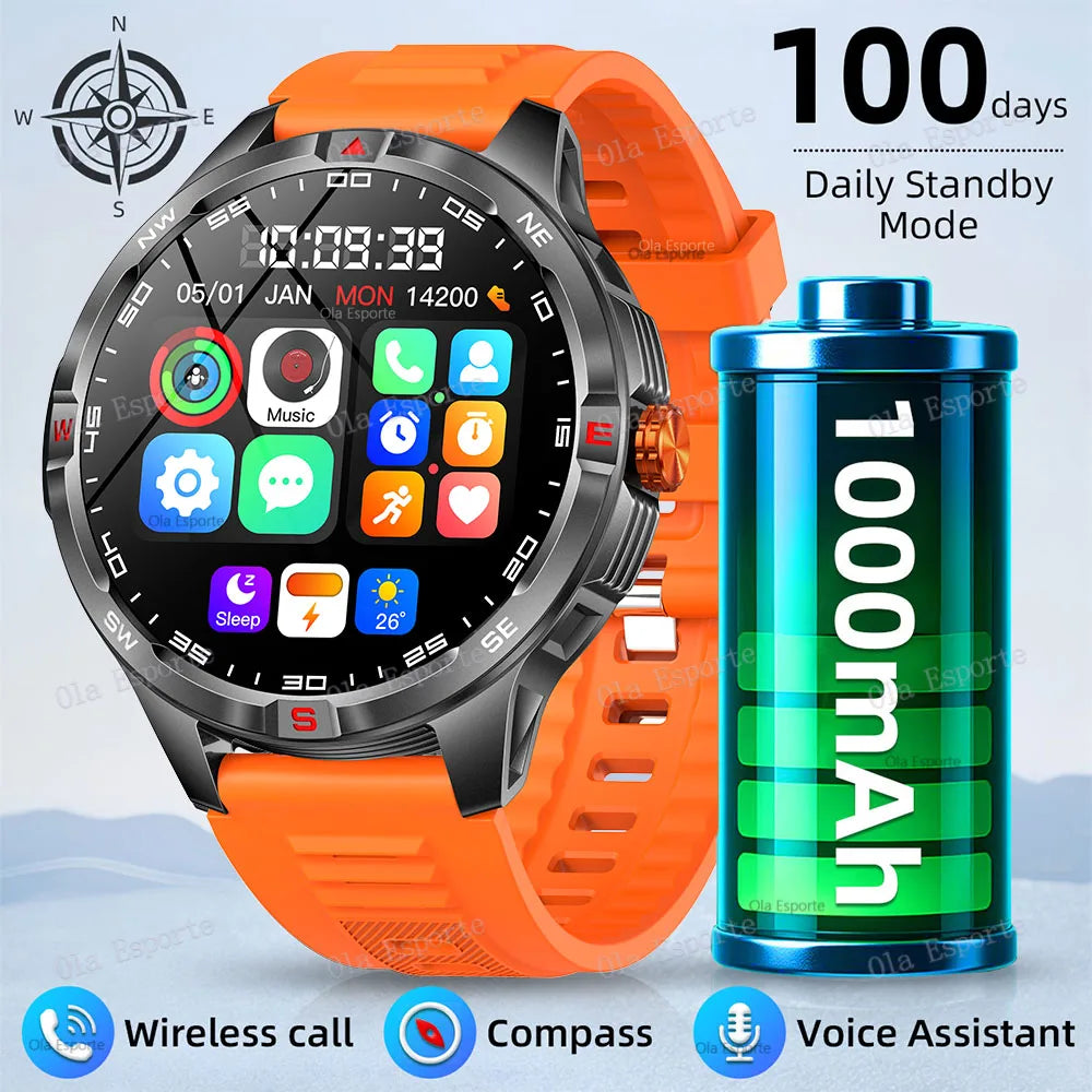 Montre intelligente 2025 boussole étanche surveillance de la santé et du sommeil grande capacité de batterie plus de 100 Modes de Sport hommes femmes Smartwatch en plein air
