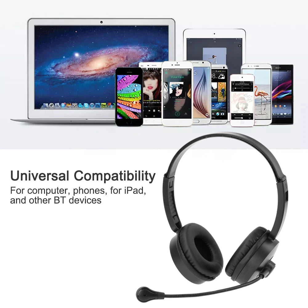 Casque sans fil Bluetooth 5.0 avec microphone antibruit, idéal pour les conducteurs de camion, les bureaux, les travaux sur le centre d'appels
