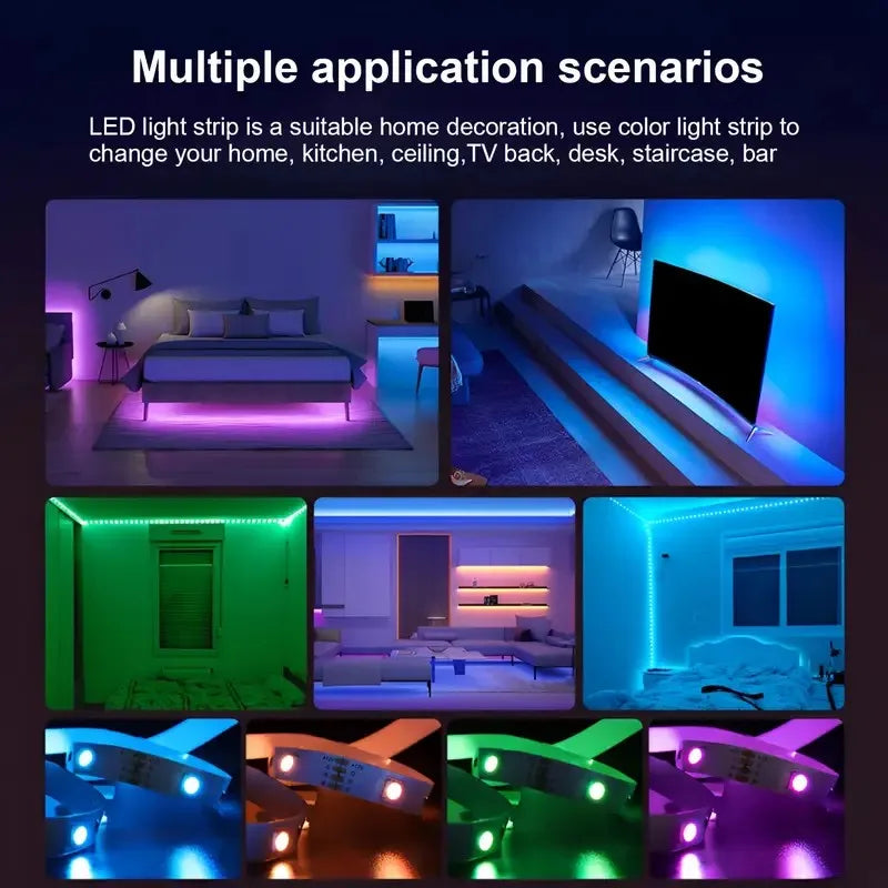 Bande lumineuse Led USB RGB, 5m, 10m, 20m, 30m, avec contrôle par application, ruban Flexible, pour la décoration de la pièce de la maison