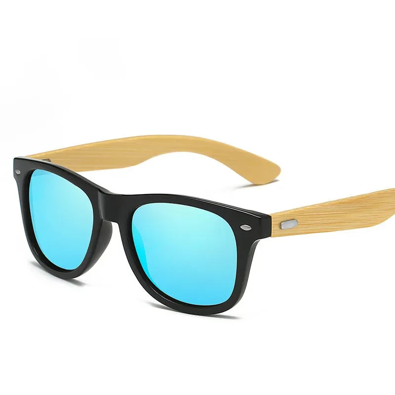 Lunettes de soleil en bois de bambou pour hommes et femmes, classiques, Non polarisées, UV400, Vintage, pour la conduite, noires, pour la pêche, UV400