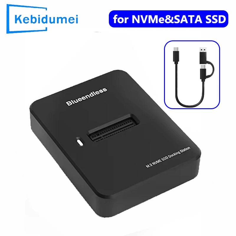 10Gbps M.2 NVMe/SATA SSD Enclosure, External Read and Write Docking Station for PC, 4TB Dual Protocol Solid State Adapter