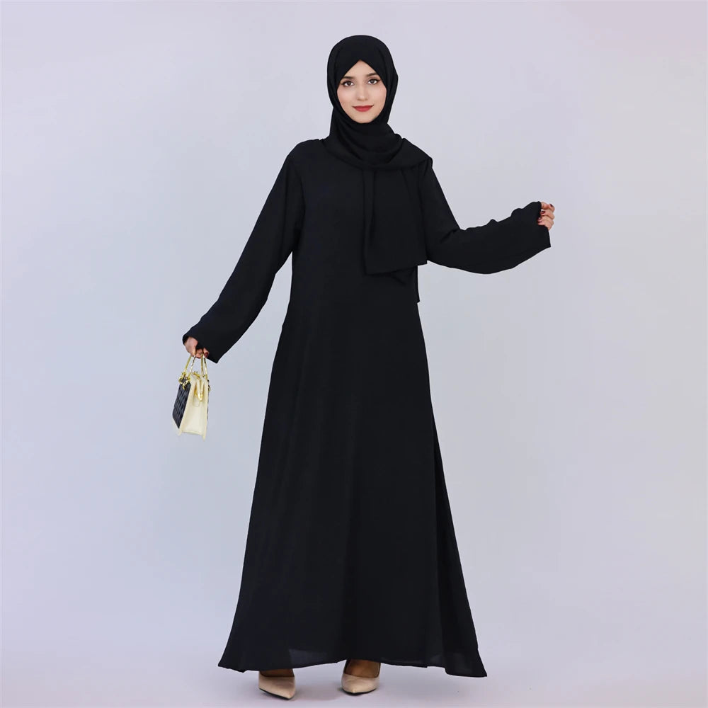 Noir blanc rose solide dubaï modeste sous Robe Abaya Islam caftan musulman avec poches robes pour femmes Robe Femme Musulmane