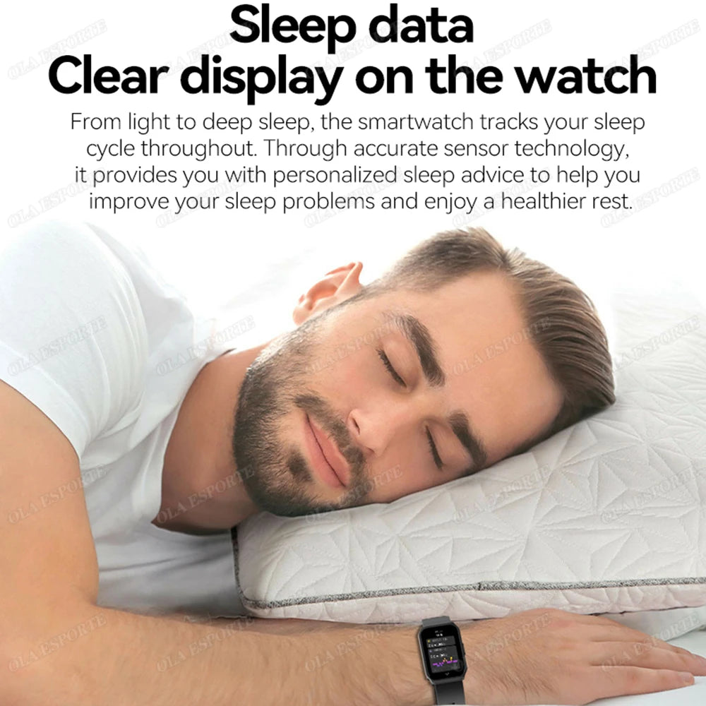 Nouveau écran incurvé montre intelligente 2025 pour montre de santé fréquence cardiaque sang oxygène/pression moniteur de sommeil sport étanche Smartwatch