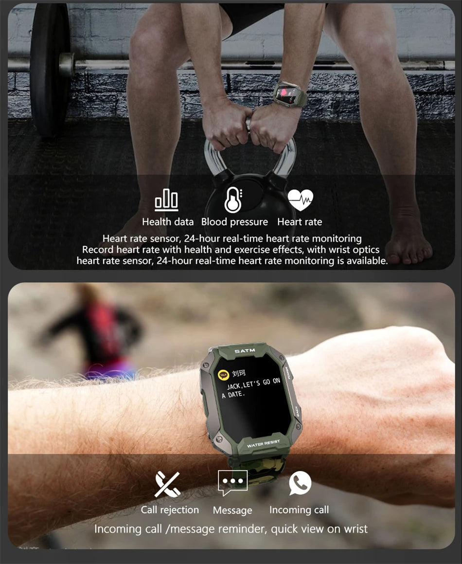 Montre intelligente étanche IP68 Iko pour hommes, horloge intelligente de natation, sports de plein air, suivi de la condition physique, moniteur de santé, montre intelligente pour Android, IOS