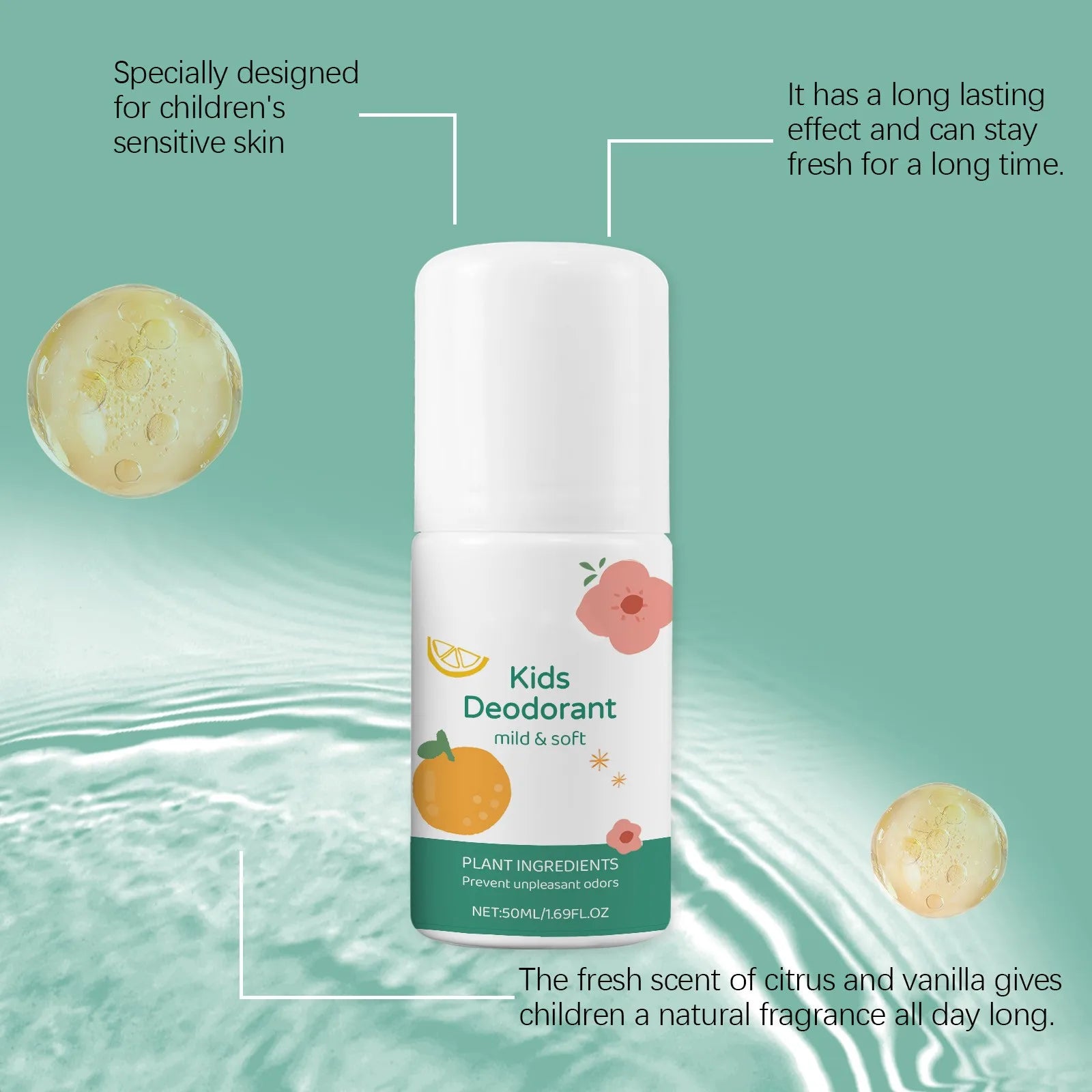 Dépistolet ant naturel sans paraben pour enfants et adolescents, dépistolet ant en rafale, sans aluminium, frais, 50ml