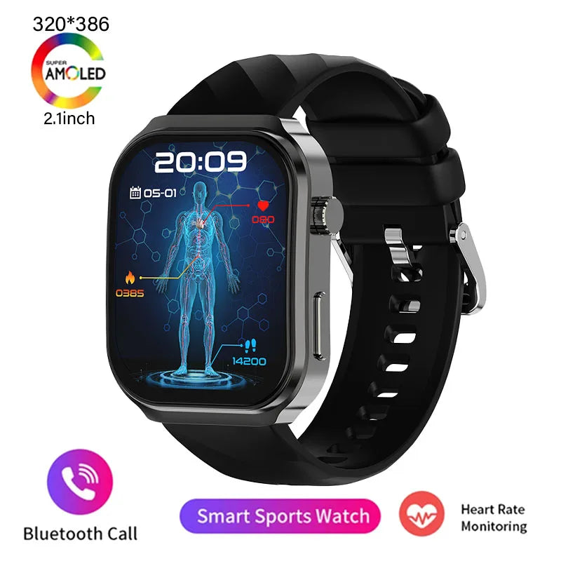 Nouveau montre intelligente pour hommes U13 écran carré de 2.1 pouces résolution 320*386 surveillance de la fréquence cardiaque et de la pression artérielle 2024 montre intelligente