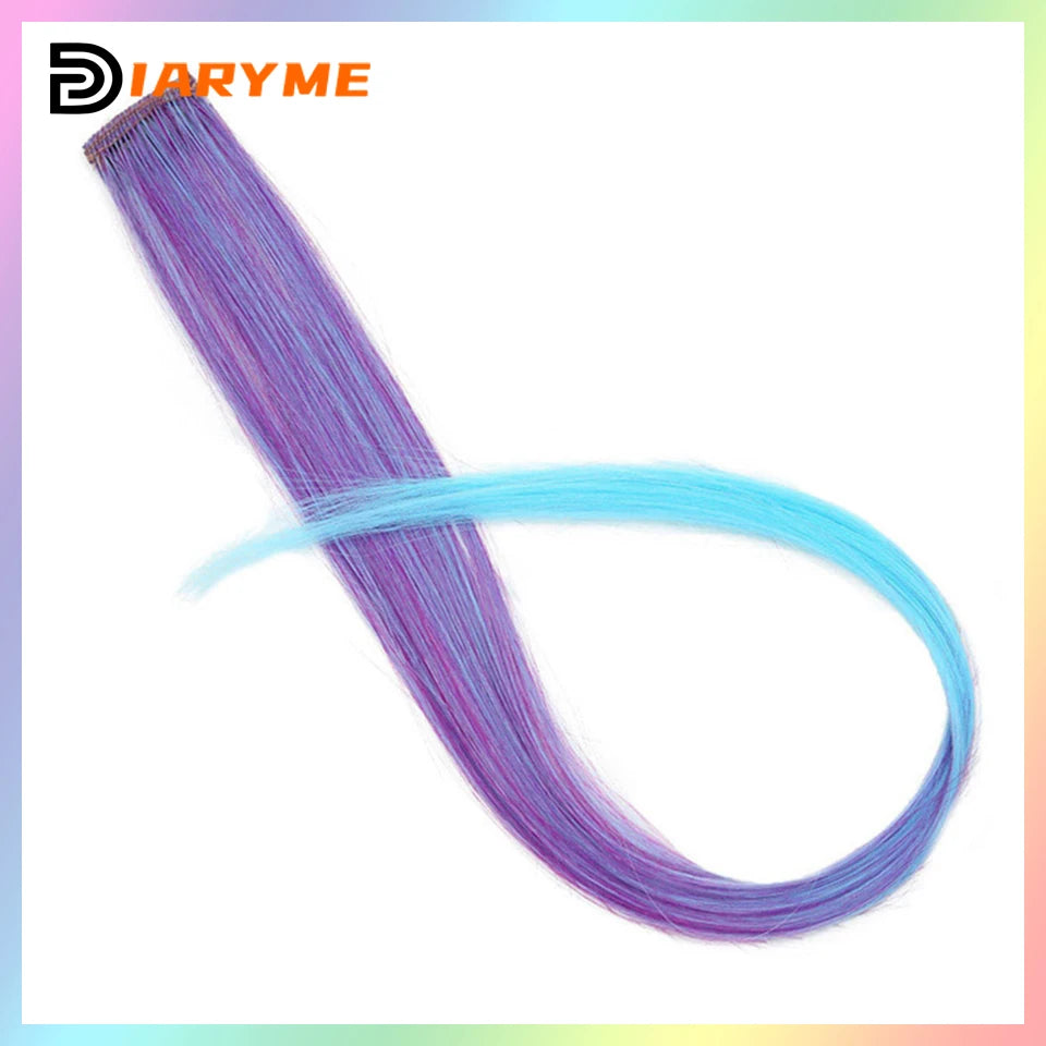 Colorful curly synthetic hair extensions for girls, long clip-in hairpiece, multicolored party strands, wig piece, for women and children