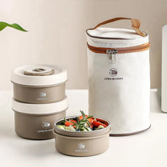 Boîte à déjeuner Portable, ensemble de conteneurs à déjeuner isolés, conteneur à déjeuner empilable Bento en acier inoxydable