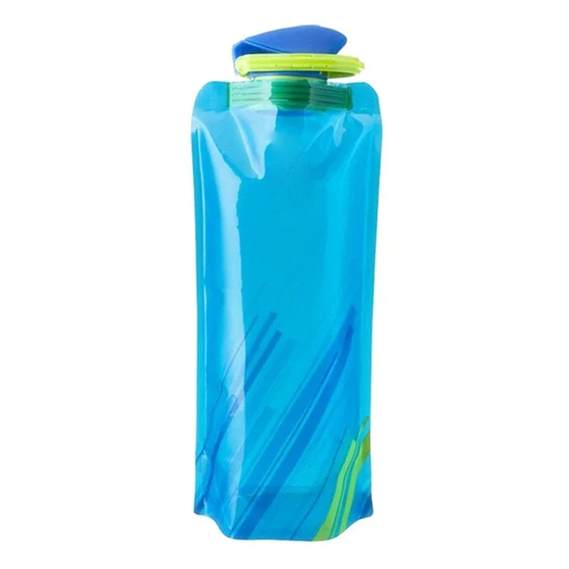 Bouteilles d'eau pliables, bouteille de voyage Flexible et réutilisable, pochette en plastique, flacon souple, sac d'eau avec mousqueton