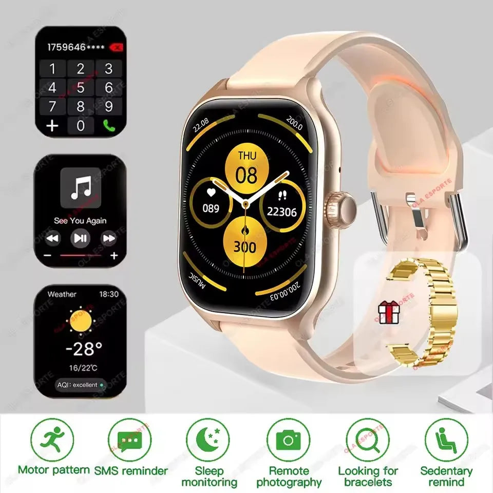 Nouvelle montre intelligente 2.01 pouces HD affichage réponse faire appel Message vue Modes de Sport bricolage cadran prévisions météorologiques pour hommes femmes