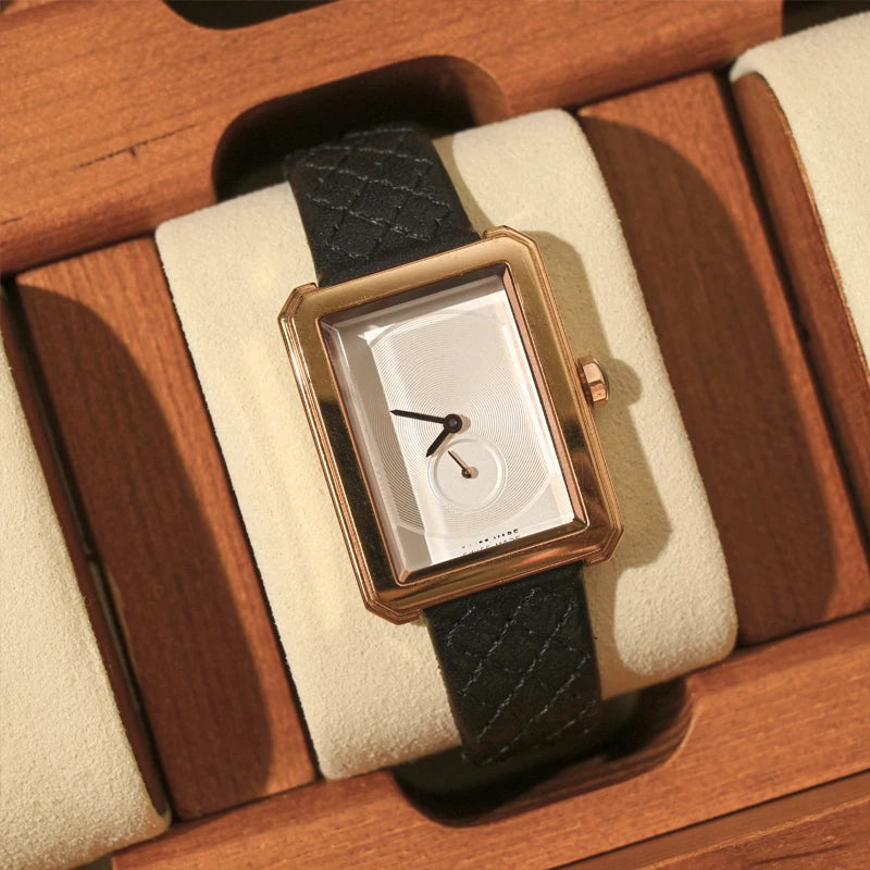 Oirlv boîte de rangement de montre en bois délicate couvercle en verre anti-poussière boîte de montre boîte de collecte de montre-bracelet affichage stockage boîte de montre à 6 grilles