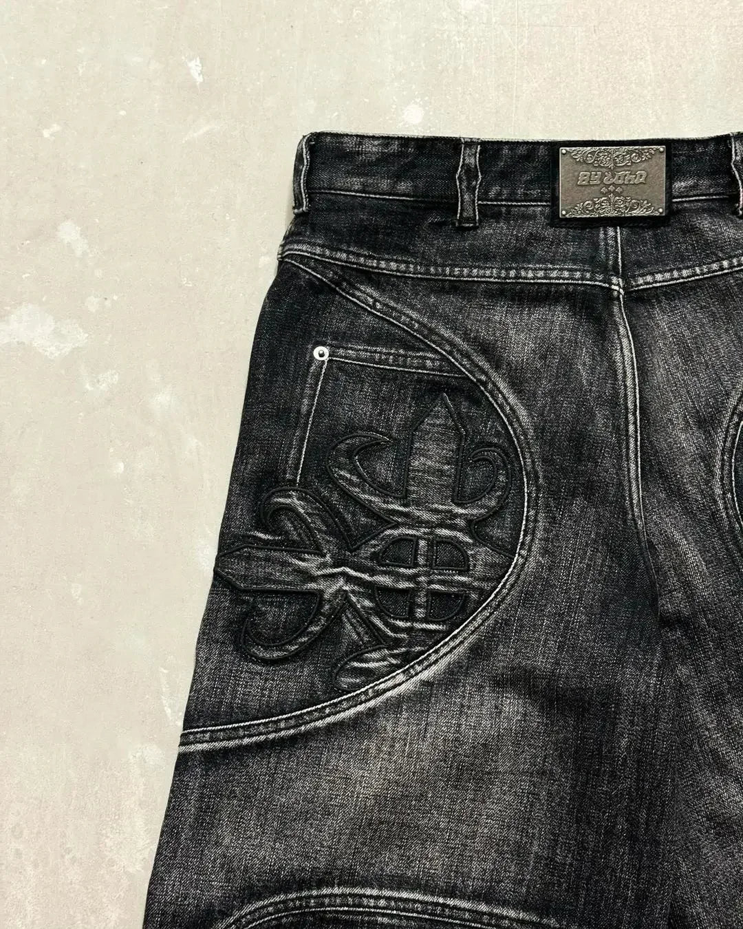 Y2K jean ample femme Hip Hop taille haute jean noir paresseux surdimensionné motif de broderie rétro jean haute rue vêtements