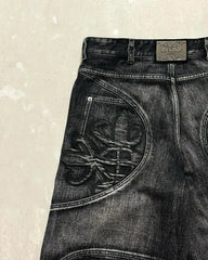 Y2K jean ample femme Hip Hop taille haute jean noir paresseux surdimensionné motif de broderie rétro jean haute rue vêtements