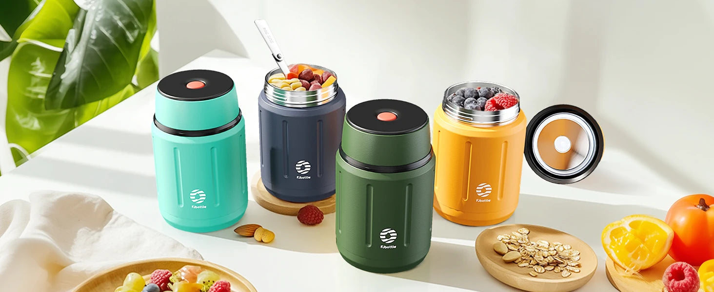 FEIJIAN – Thermos alimentaire 500ml, bocal alimentaire isolé sous vide en acier inoxydable 316 avec cuillère, boîte à déjeuner pour enfants