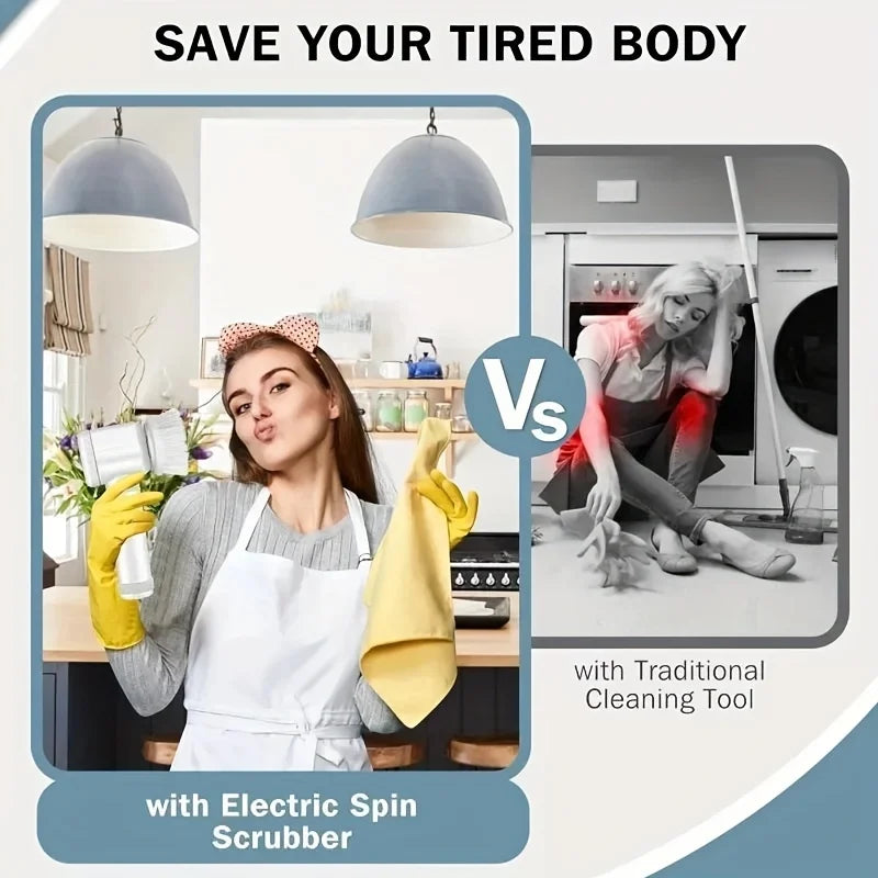 Épurateur électrique à rotation pour le nettoyage de la salle de bain et de la cuisine! Avec 5 têtes de brosse de nettoyage électriques idéales pour baignoire, évier de fenêtre de carrelage