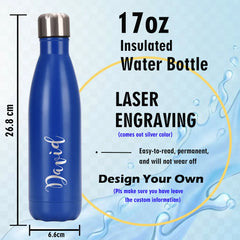 Bouteille d'eau isolée personnalisée en acier inoxydable avec nom et texte, isolation thermique, pour Noël ou toutes occasions