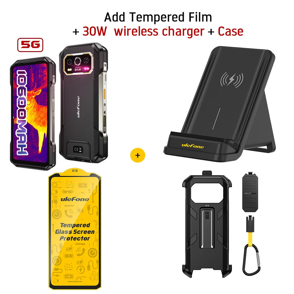 Ulefone Armor 27T Pro 5G Rugged Phone with THERMAL BY FLIR® 10600mAh Android 14 Smartphone 50MP+64MP 6.78" 24GB+256GB NFC Mobile Phone