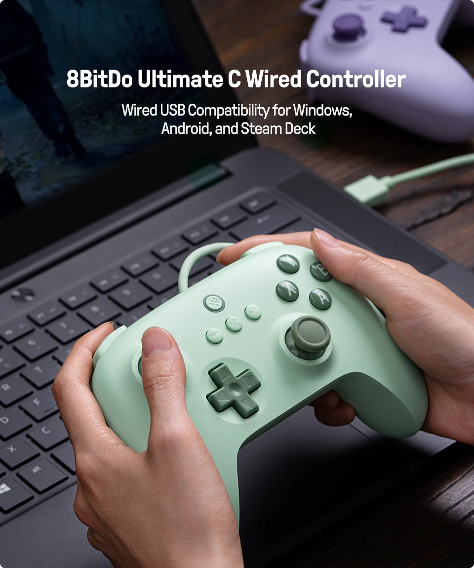 8BitDo Ultimate 2C contrôleur de jeu filaire manette de jeu pour PC Windows 10, 11, Steam Deck Raspberry Pi Android