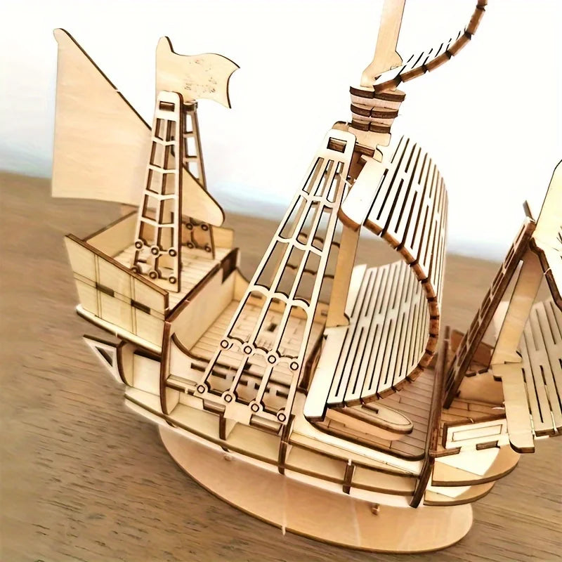 Puzzle 3D en bois, modèle de jouet mécanique fait à la main, jeu de construction, à assembler, modèle de bateau, ornement, cadeau de noël, 1 pièce