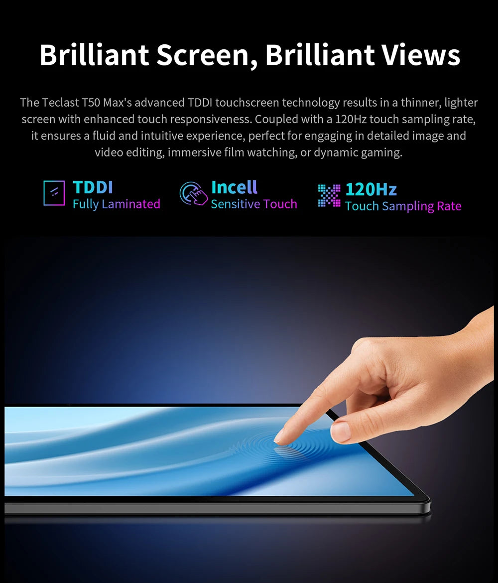 【Première mondiale】 Tablette Teclast T50 Max Écran 11" FHD 90 Hz Android 14 MediaTek G99 8 Go de RAM 256 Go ROM 8000 mAh Type-C Widevine L1