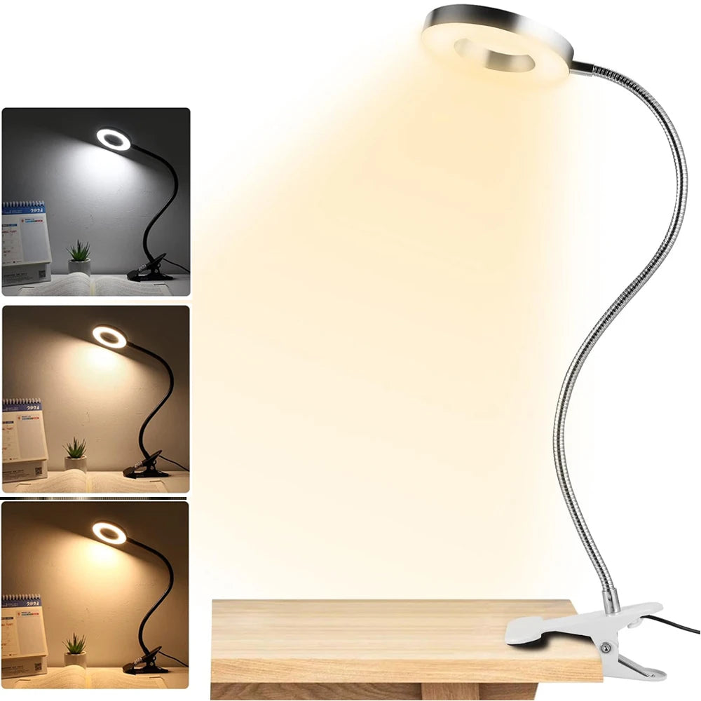 48 LED lampe de bureau Clip USB livre lumière chevet 360 °   Protection oculaire flexible, lampe de lecture à col de cygne, luminosité réglable, niveau 3
