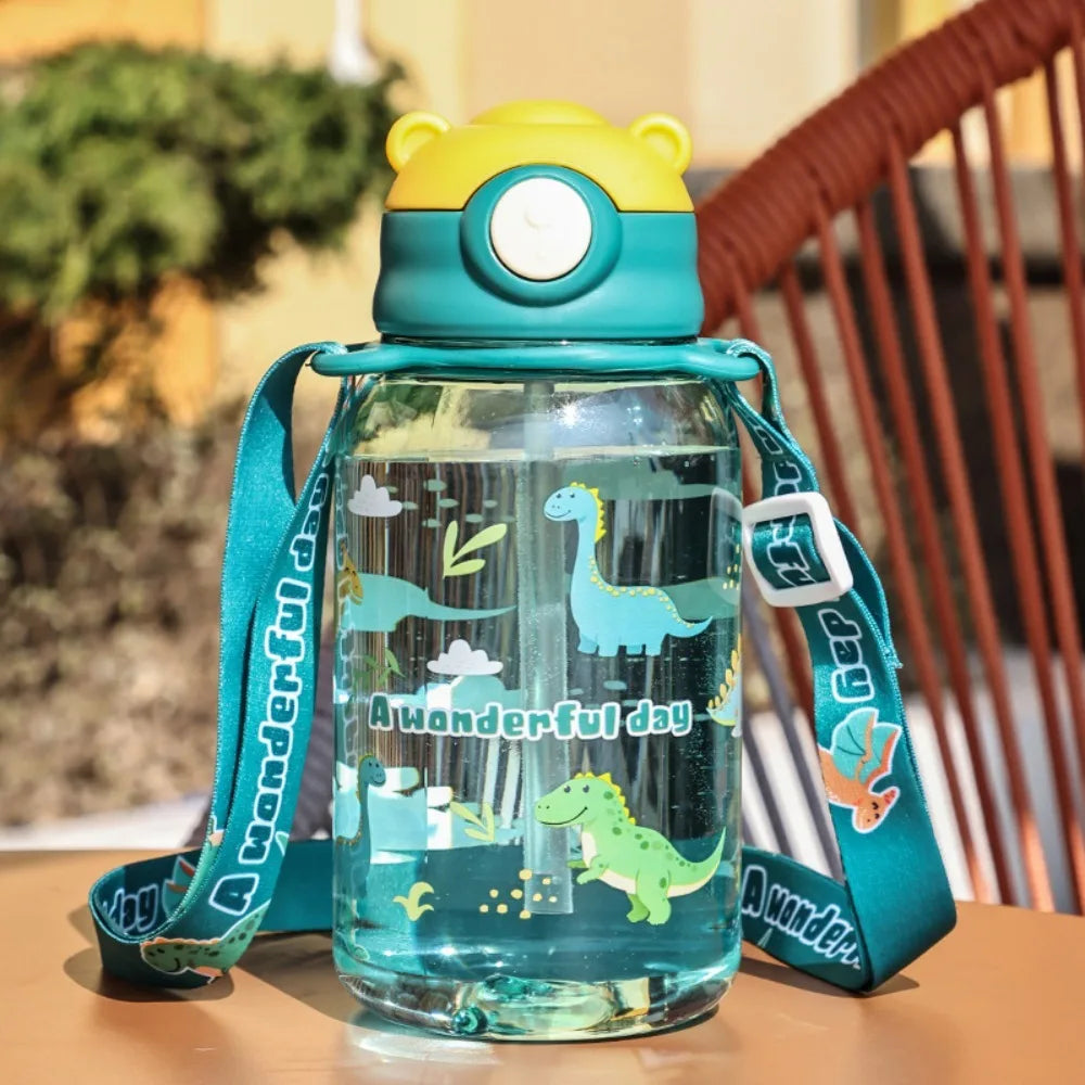 Bouteille d'Eau Portable de 650ml avec Paille pour Enfant, Sans BPA, Étanche, pour l'Extérieur
