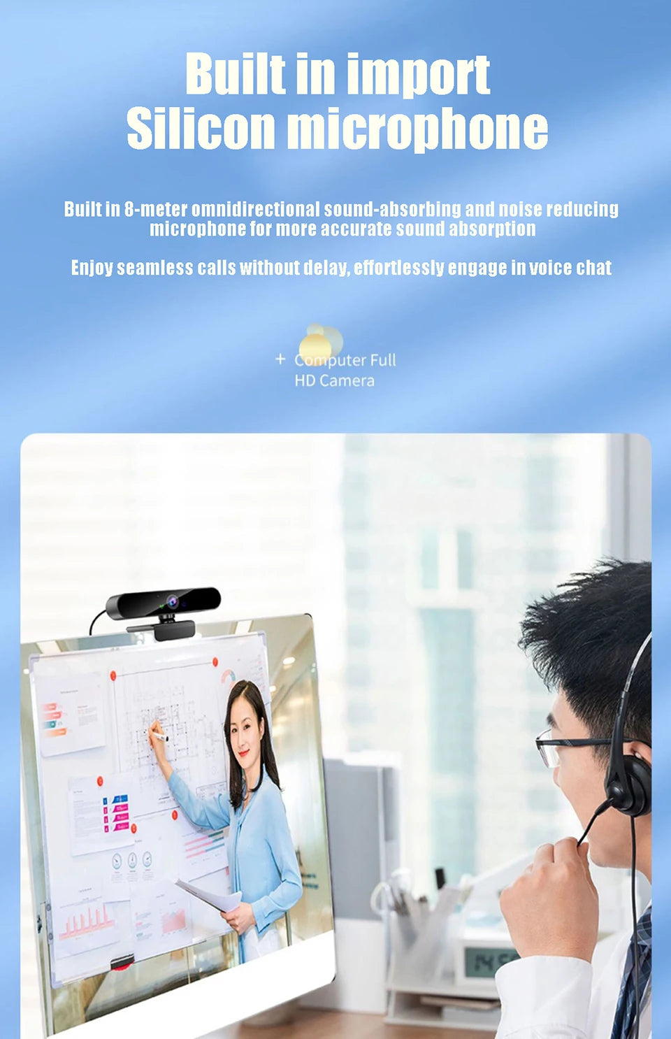 4K USB Webcam with Microphone, Autofocus, 2K Camera for PC/Laptop, 1080P Live Streaming Webcam for Video Calls