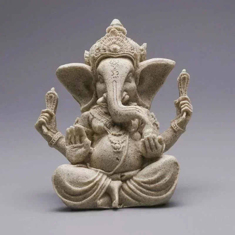 Handmade sandstone Ganesha Buddha elephant statue, sculpture for home and living room decoration