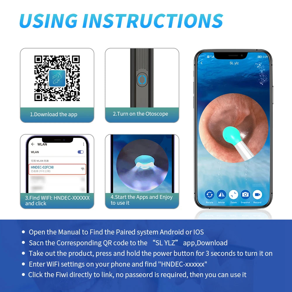 NE3 nettoyeur d'oreilles outil de retrait de cire d'oreille de haute précision avec caméra LED Otoscope sans fil Kit de nettoyage d'oreille intelligent meilleur cadeau