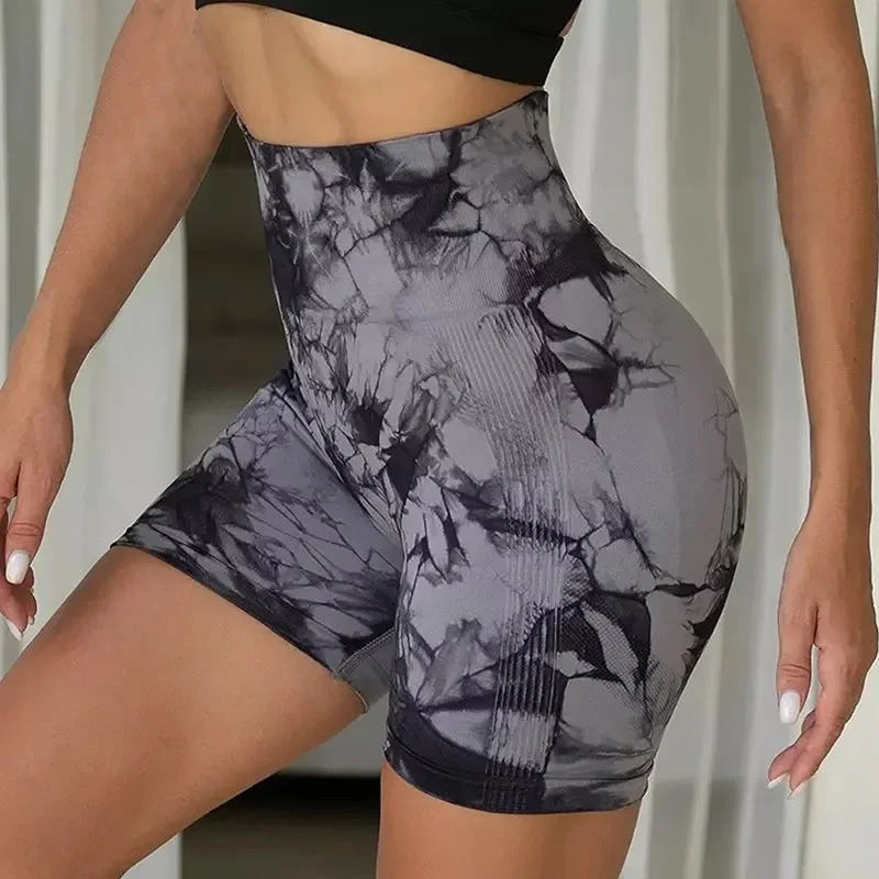 Short de Yoga Tie-Dye pour femmes, short de sport à haute élasticité, Push Up, course à pied, entraînement, Fitness, Leggings de sport courts pour femmes