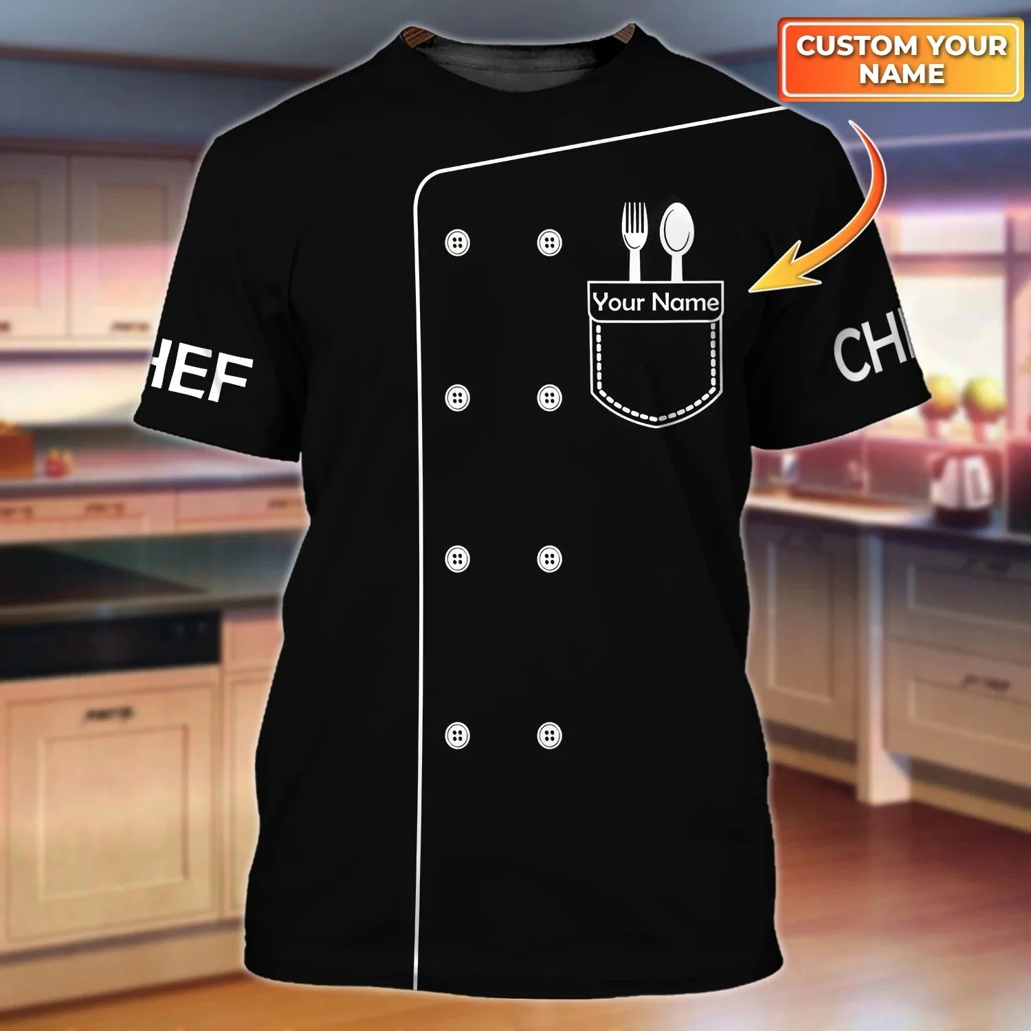 Uniforme de travail de chef pour hommes, T-shirt avec nom personnalisé, impression 3D, décontracté, 2023, séchage rapide et respirant, grande taille
