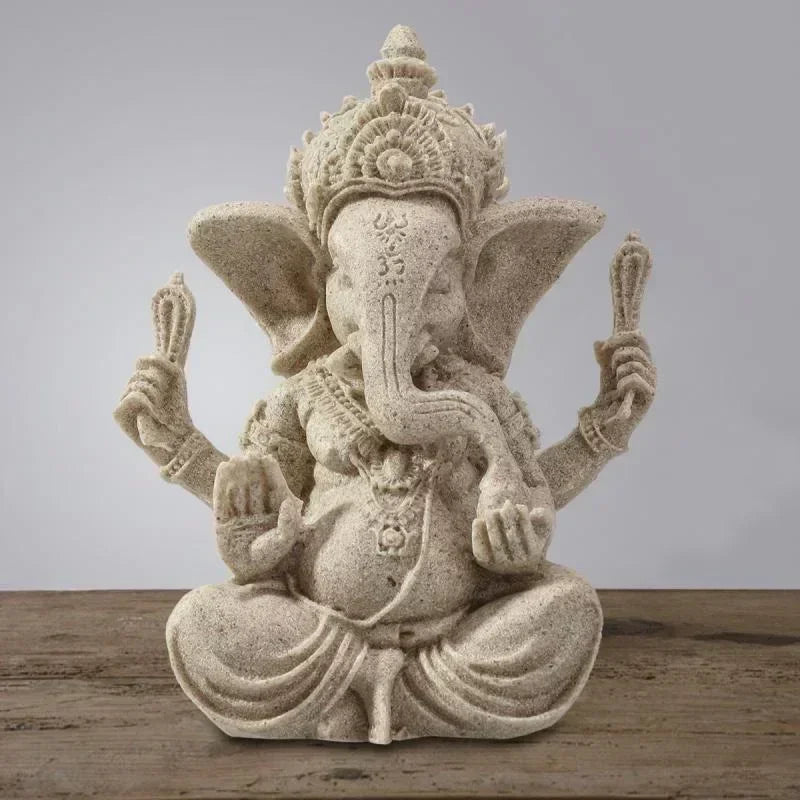 Handmade sandstone Ganesha Buddha elephant statue, sculpture for home and living room decoration
