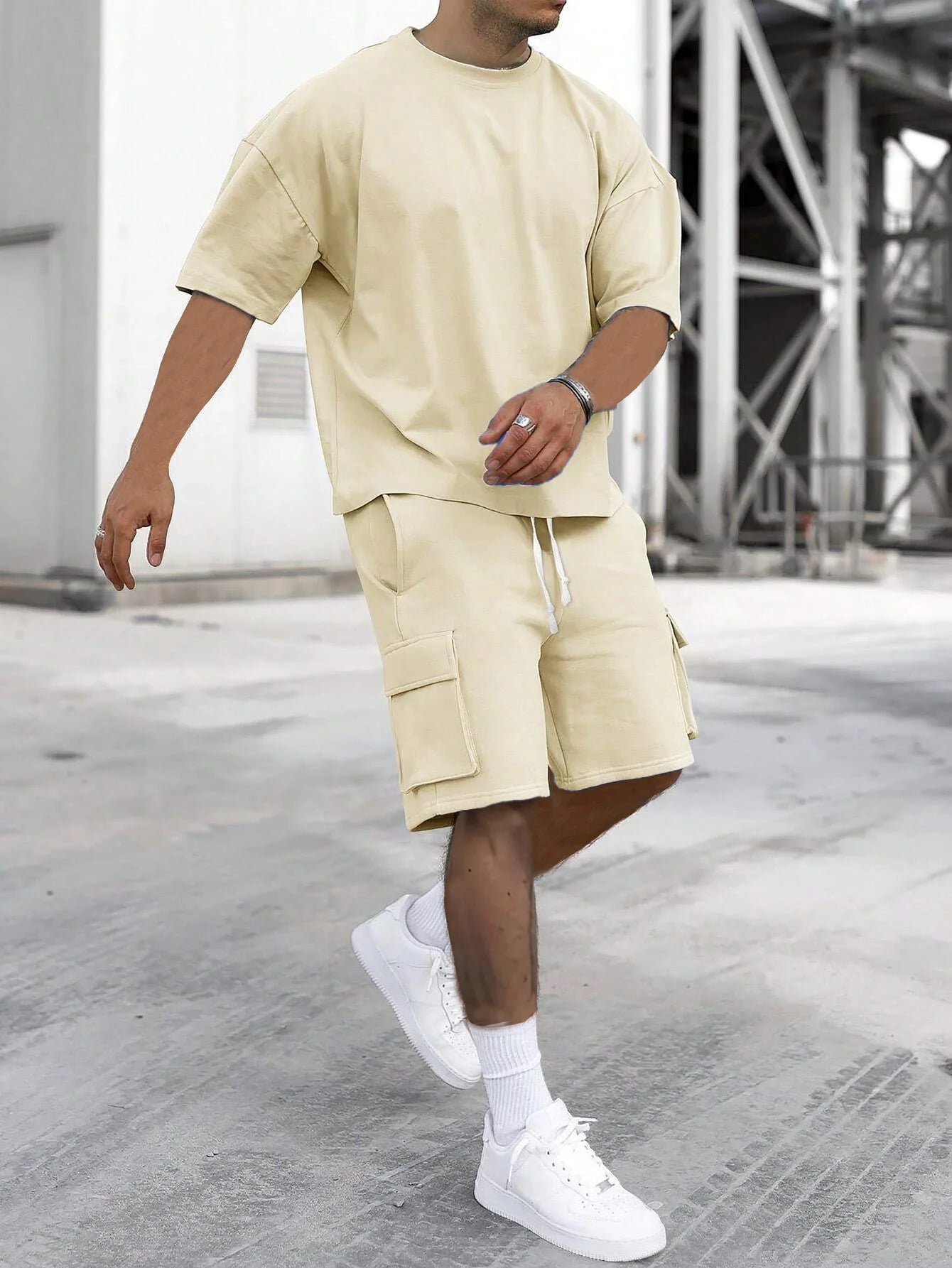 Ensemble de vêtements de sport deux pièces décontractés et à la mode pour hommes, T-shirt et short de travail pour l'exercice, la course à pied et la randonnée, été