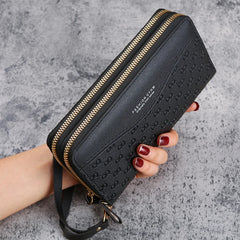 2024 nouveau sac à main dames longue fermeture éclair portefeuille mode en relief grande capacité téléphone portable poche sac à main