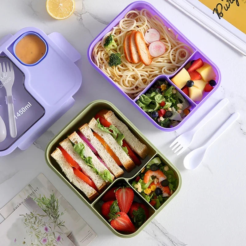 Bento Lunch Box for Kids Girls, Cartoon Students, Kawaii Cute Metropolitan, 3 Grid Sandwich, Snack Food Box, Special Canteen, Food Storage