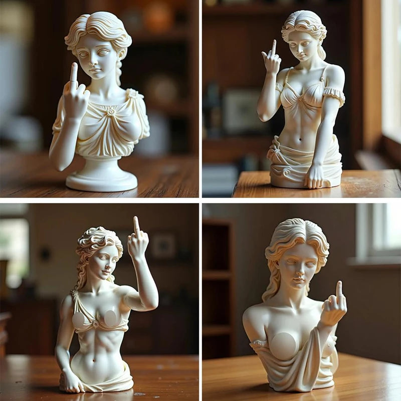 Statue de déesse de Vienne drôle en résine, Sculpture offensive du doigt du milieu, Figurines de bureau Medusa, nouveauté, cadeau artistique, décoration de maison