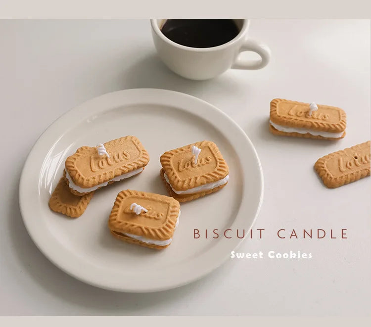 Cute handmade biscuit-shaped scented candle, for aromatherapy, soy wax, for weddings, birthdays, parties, and home decoration
