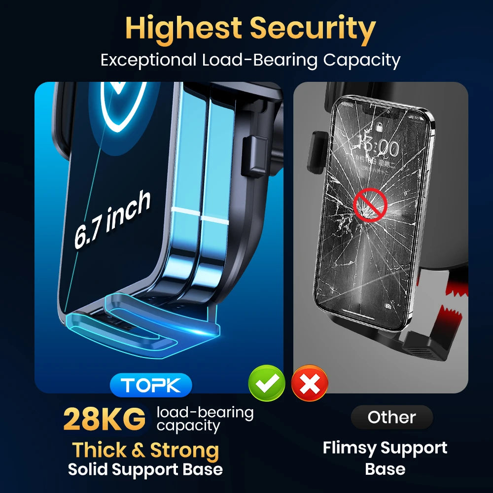 TOPK Support Téléphone Voiture,  Porte Téléphone Rotatif à 360 Degrés pour Grille D'aération de Voiture GPS pour Smartphone iPhone Android