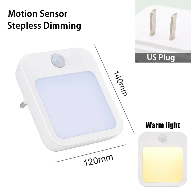Lampe de chevet LED pour enfants, veilleuse avec prise US/EU, capteur de mouvement intelligent, applique murale pour la maison, adaptée au couloir