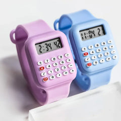 Montre numérique pour enfants, bracelet en caoutchouc, avec calculatrice, pour filles, étudiantes, afficher l'heure et la date, nouvelle collection 2025