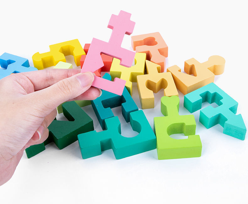 Puzzles en bois pour enfants, blocs de construction assemblés, jouets éducatifs, pensée logique, entraînement spatial, jouets Montessori