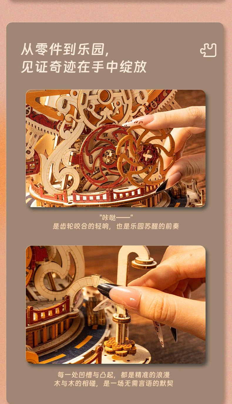 Nouveau bricolage 3D Puzzle en bois aire de jeux modèle Miniature Kits assemblage Puzzles peuvent tourner pour les amis cadeaux d'anniversaire