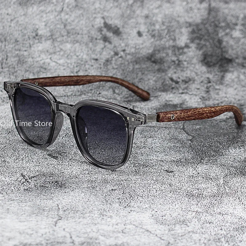 Lunettes De soleil classiques à jambes miroir en Grain De bois pour hommes, petite monture carrée, lunettes De haute qualité pour femmes, UV400 Oculos De Sol