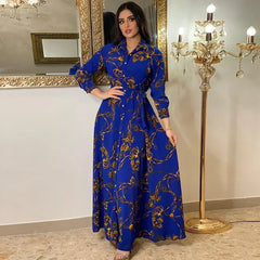 Mode femme nouvelle robe élégante Sexy tempérament impression numérique longue chemise robe dames élégant banlieue tenue décontractée