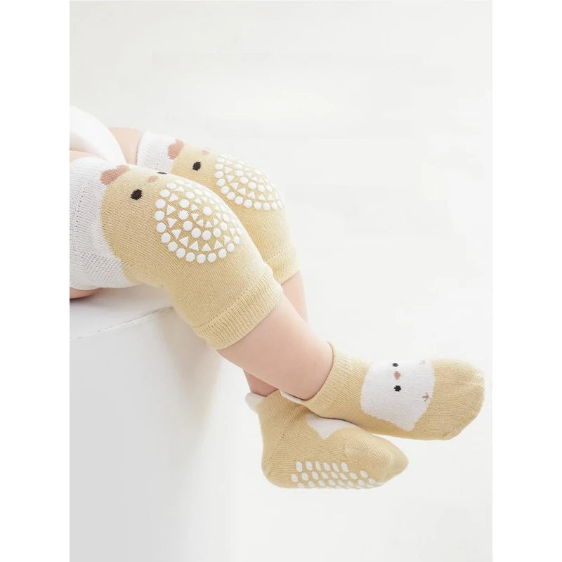 Ensemble de genouillères et de chaussettes de sol pour bébé, coussin non ald inoling, protecteur de chaussettes pour tout-petits, genouillère de sécurité, fille et garçon, 2 pièces