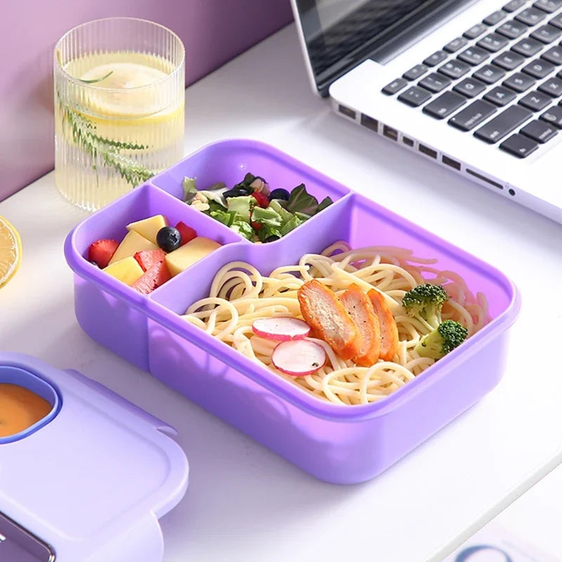 Bento Lunch Box for Kids Girls, Cartoon Students, Kawaii Cute Metropolitan, 3 Grid Sandwich, Snack Food Box, Special Canteen, Food Storage