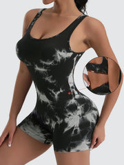 Women's backless yoga jumpsuit, tummy control, U-neck, sleeveless, seamless sports jumpsuit, mesh, stretchy, no bust pads